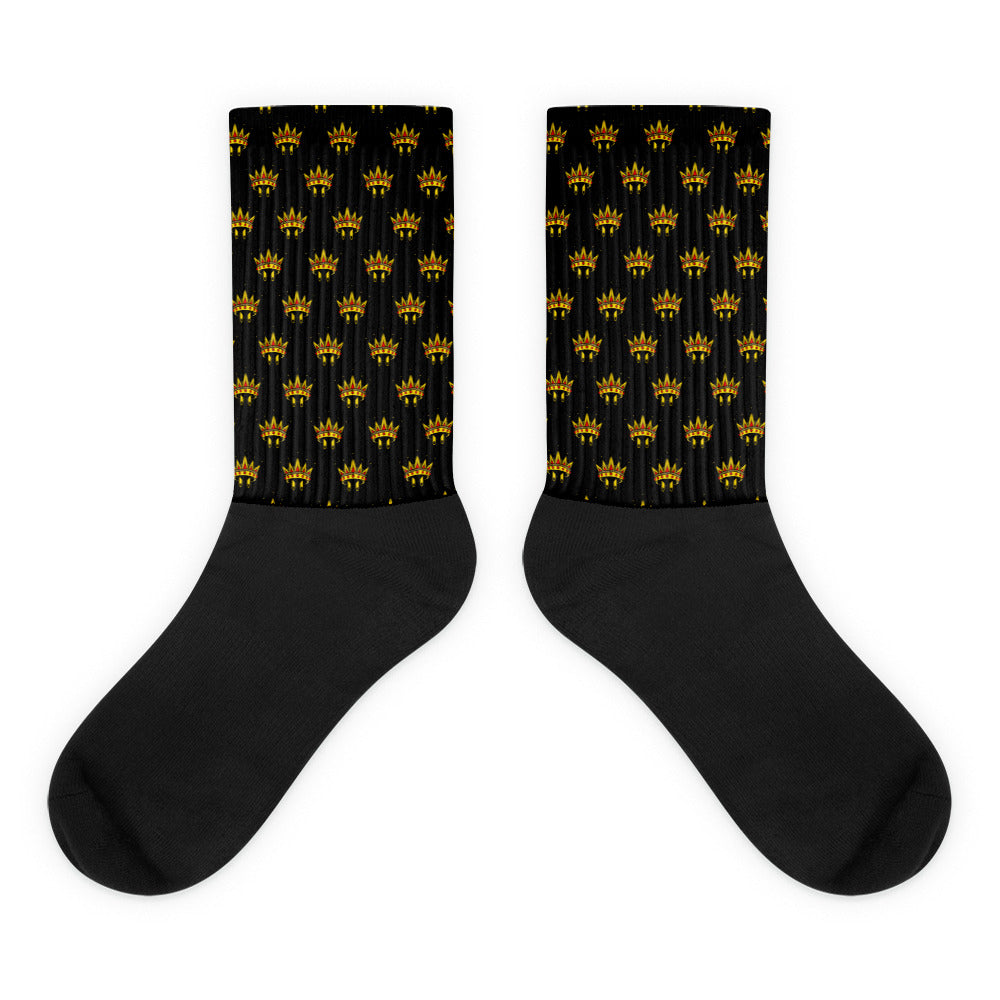 Crown Logo Black Foot Sublimated Socks - Black