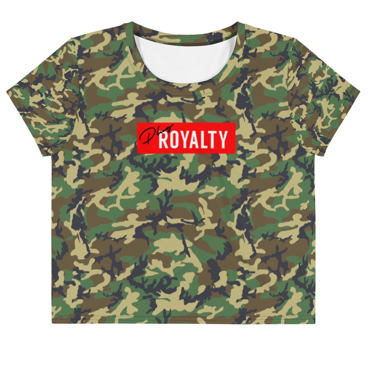 LADIES CAMO PLUGROYALTY® bar AOP Crop Tee