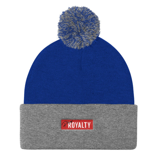 PlugRoyalty® Pom Pom Knit Cap "Royal/Grey"