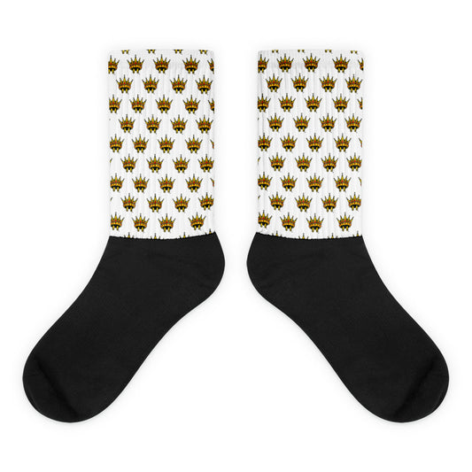 Crown Logo Black Foot Sublimated Socks - White