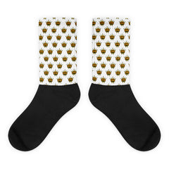 Crown Logo Black Foot Sublimated Socks - White