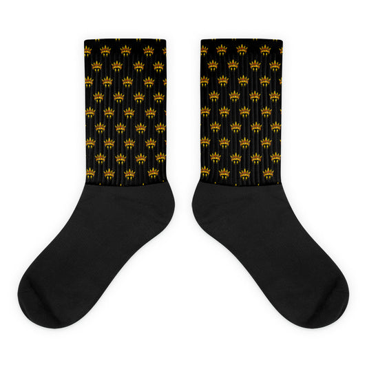 Crown Logo Black Foot Sublimated Socks - Black