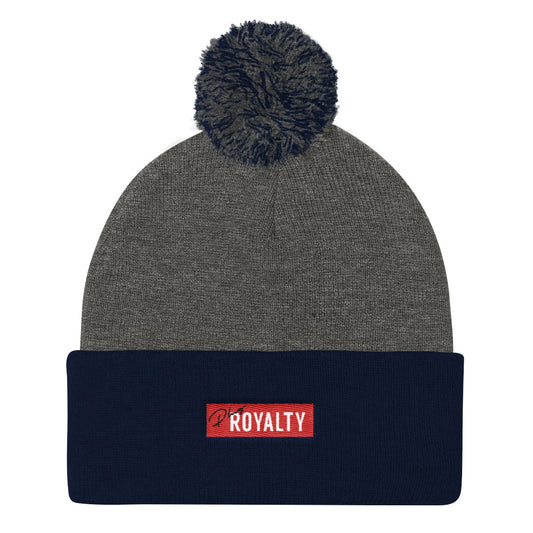 PlugRoyalty® Pom Pom Knit Cap "Grey/Navy"