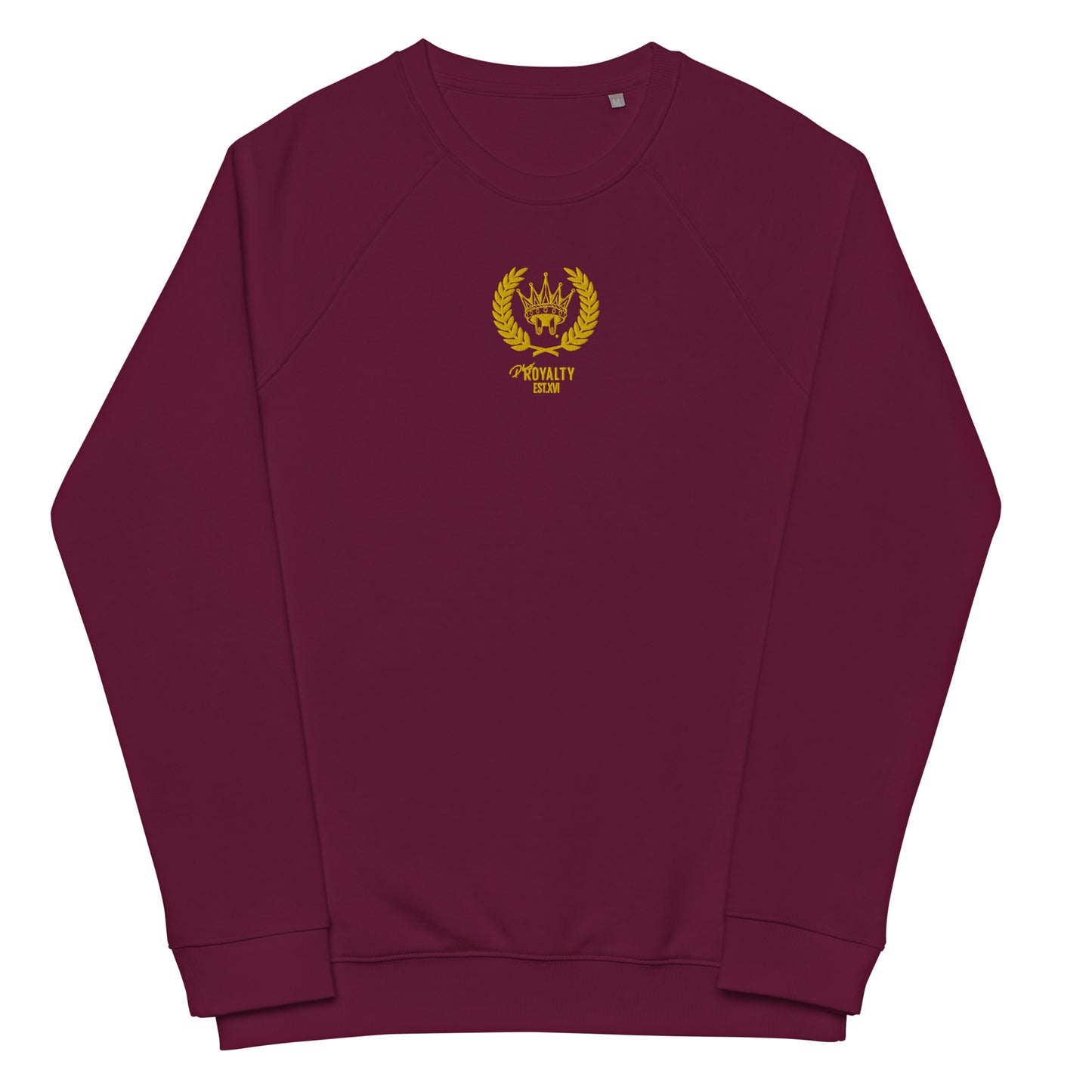 PLUGROYALTY® CREST XVI Unisex organic raglan sweatshirt